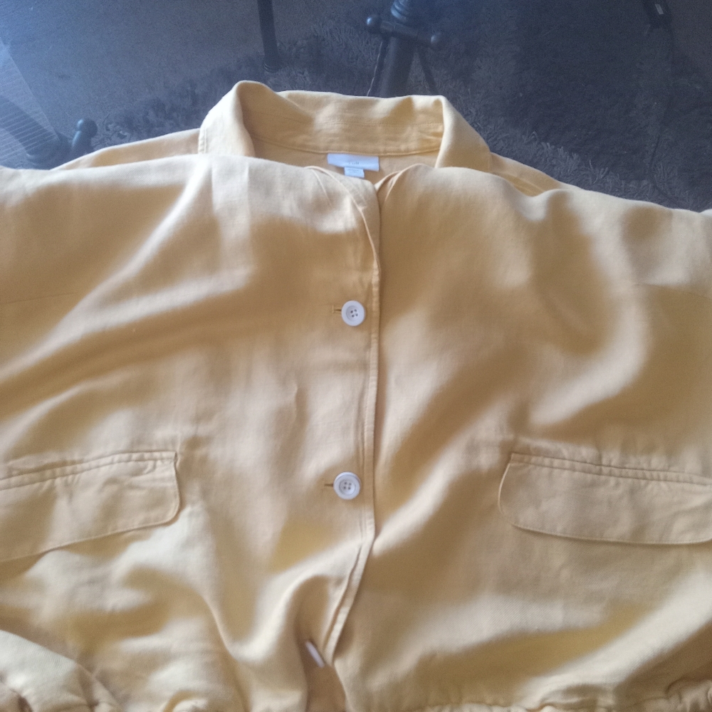 J. Jill Women's Yellow Linen Blend Drawstring Plus Size Jacket Size 3X - Picture 5 of 9